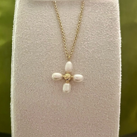 Tory Burch White and Gold Pearl Earrings - Picture 2 of 4